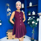 Penelopie Tailored Pleated Mini Dress Wine