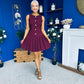Penelopie Tailored Pleated Mini Dress Wine