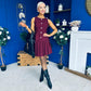 Penelopie Tailored Pleated Mini Dress Wine