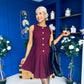 Penelopie Tailored Pleated Mini Dress Wine