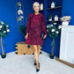 Marlie Bow Detail Sequin Mini Dress Burgundy