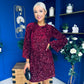 Marlie Bow Detail Sequin Mini Dress Burgundy