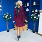 Marlie Bow Detail Sequin Mini Dress Burgundy