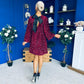 Marlie Bow Detail Sequin Mini Dress Burgundy
