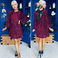 Marlie Bow Detail Sequin Mini Dress Burgundy