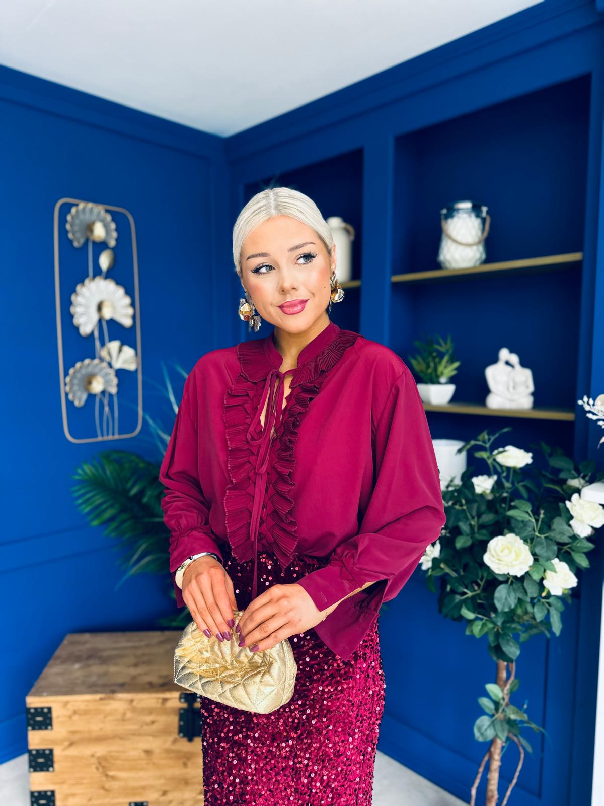 Laura Frill Detailed Blouse Wine