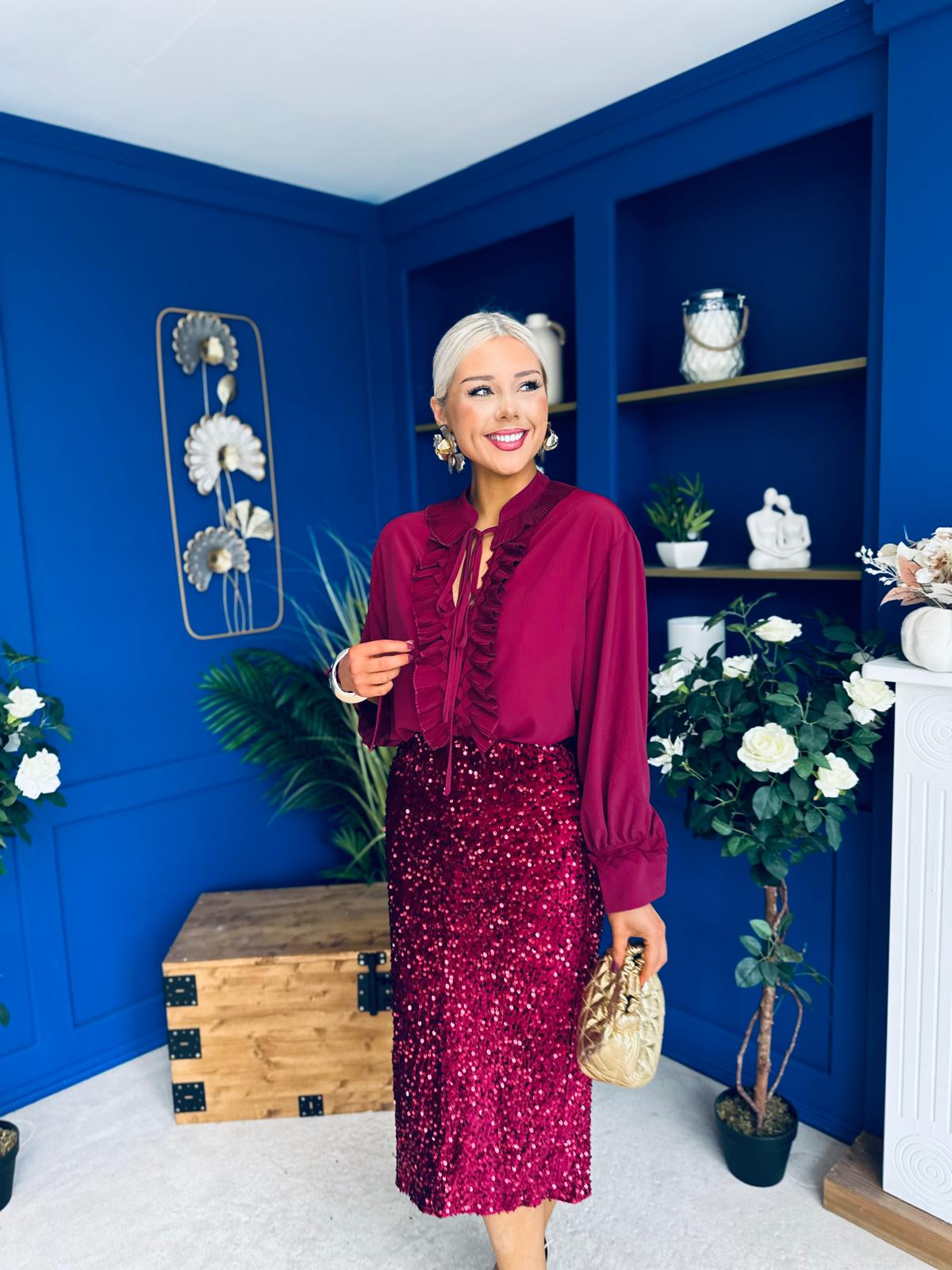 Laura Frill Detailed Blouse Wine