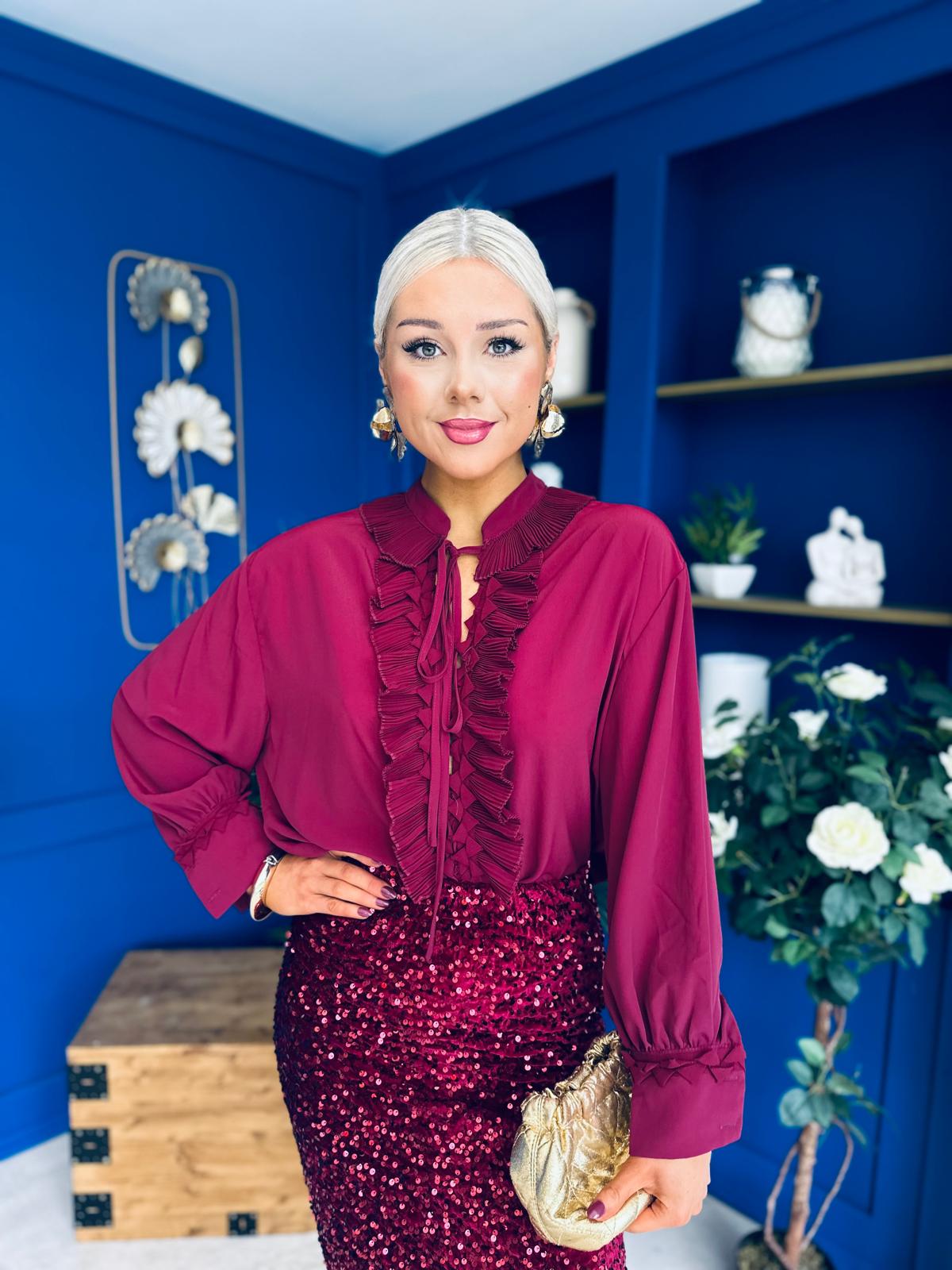 Laura Frill Detailed Blouse Wine