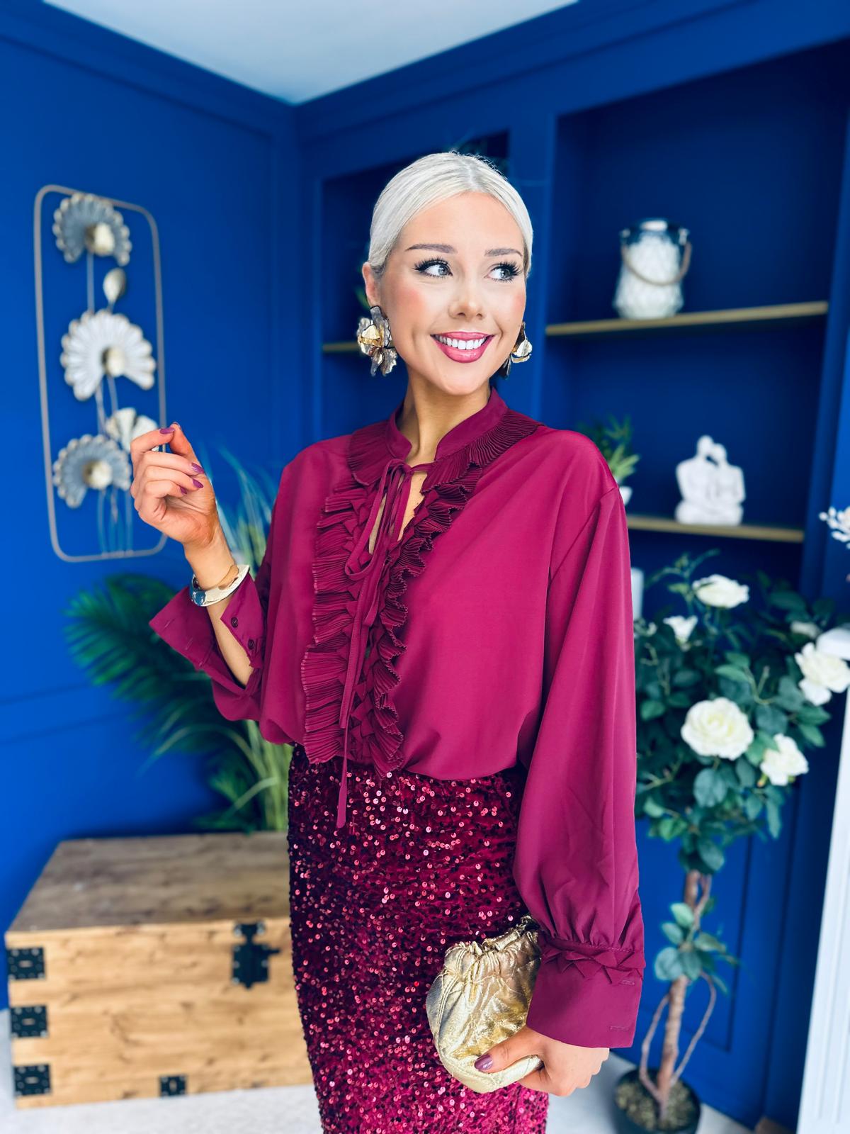 Laura Frill Detailed Blouse Wine