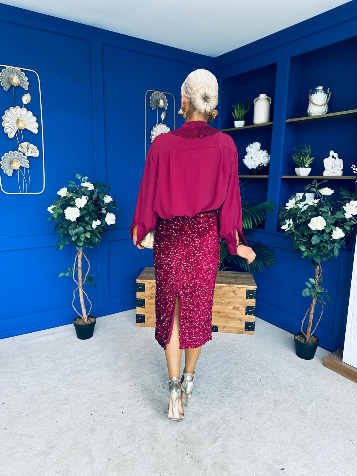 Laura Frill Detailed Blouse Wine