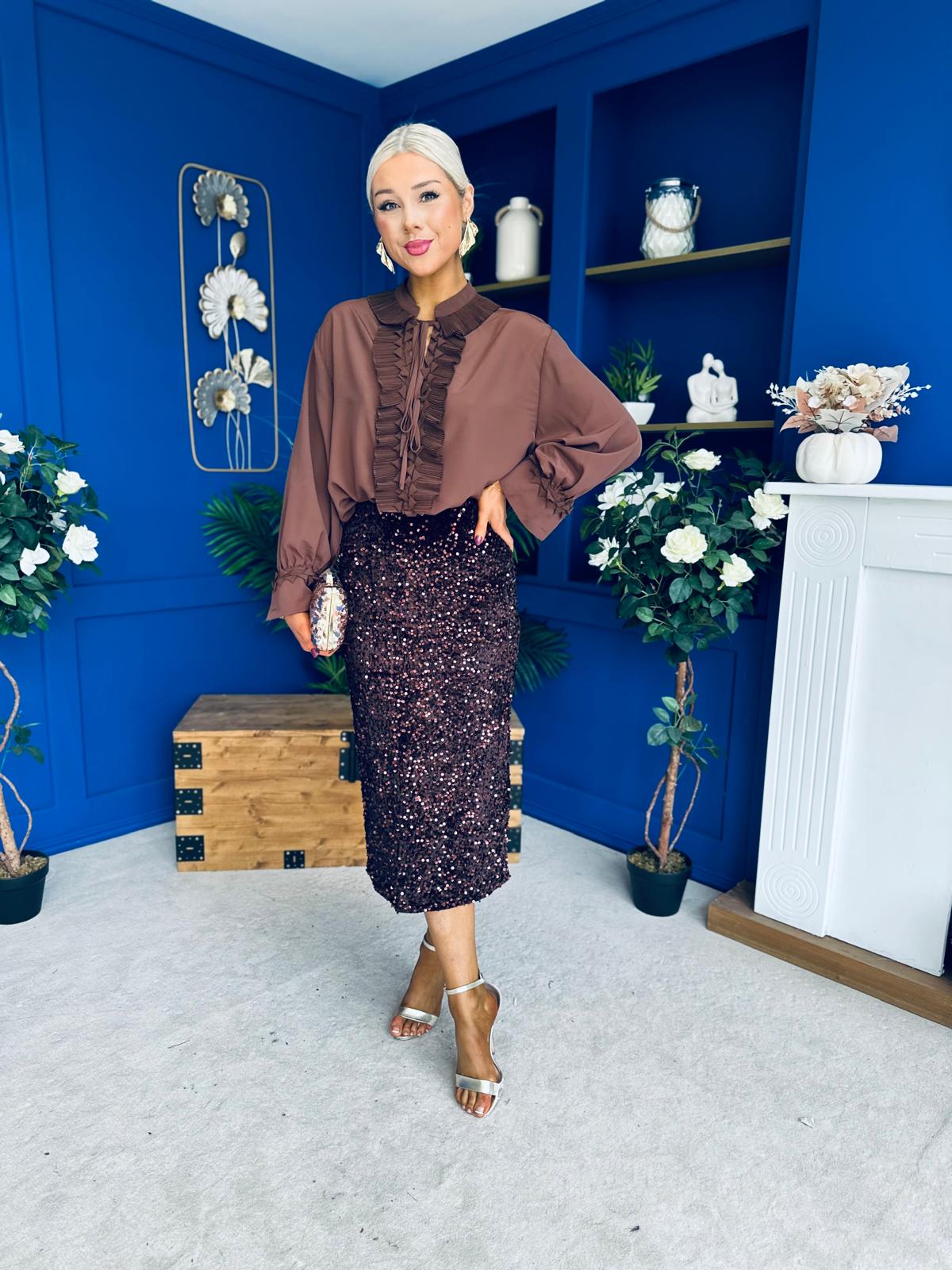 Pepper Velvet Sequin Midi Skirt Coco