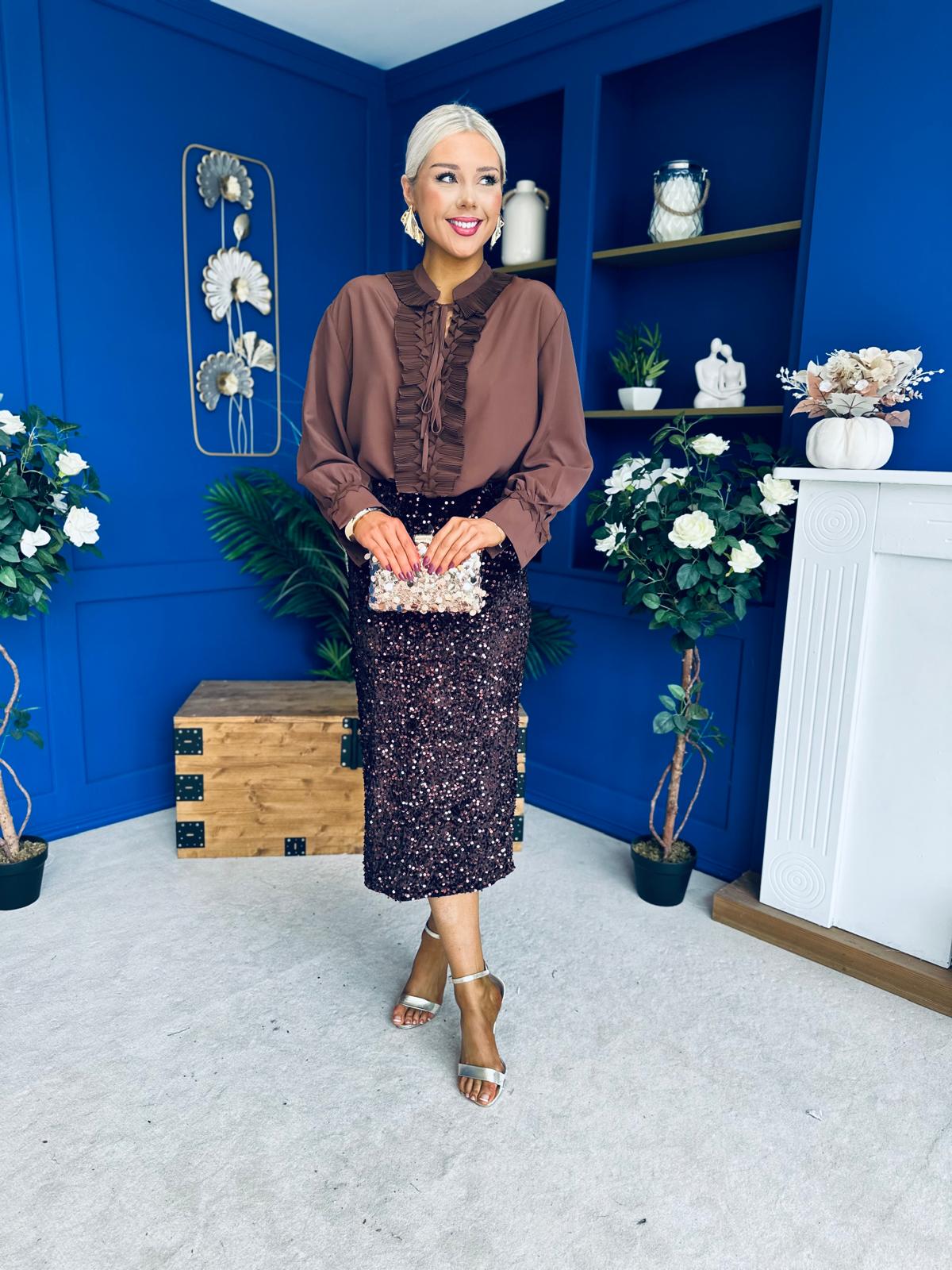 Pepper Velvet Sequin Midi Skirt Coco