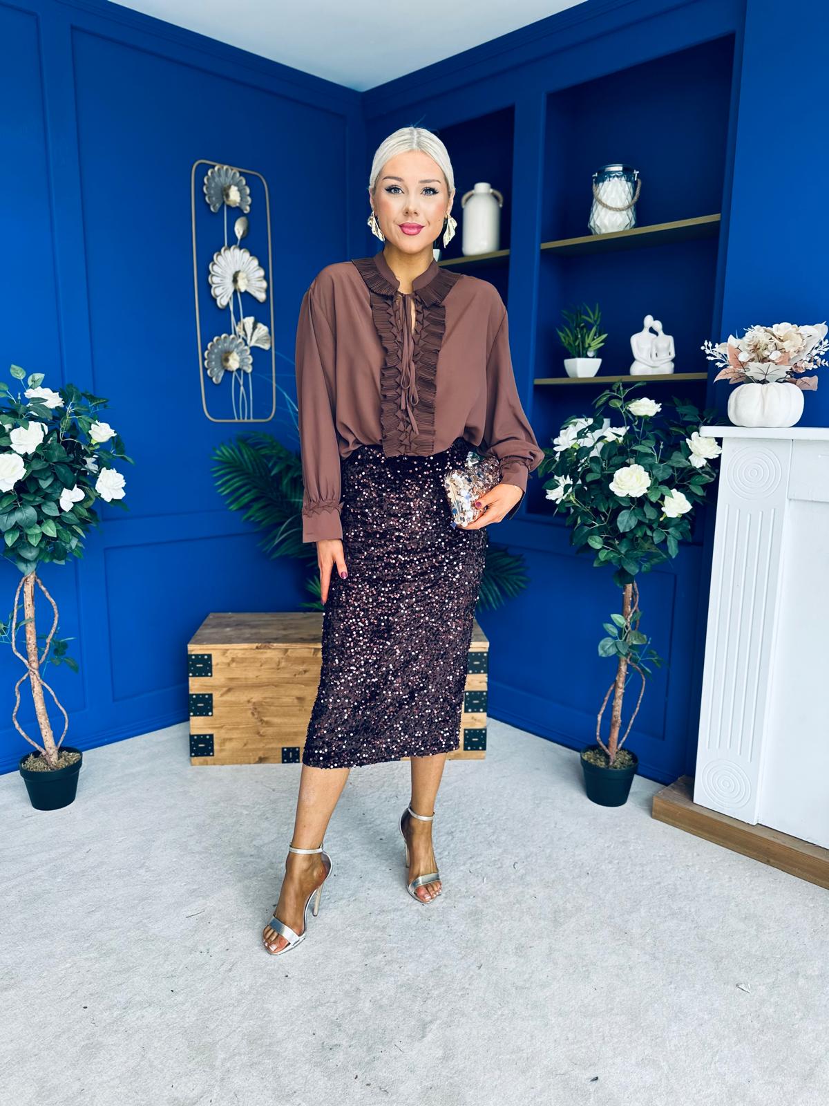 Pepper Velvet Sequin Midi Skirt Coco