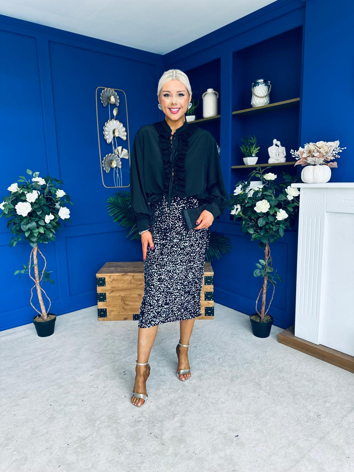 Laura Frill Detailed Blouse Black