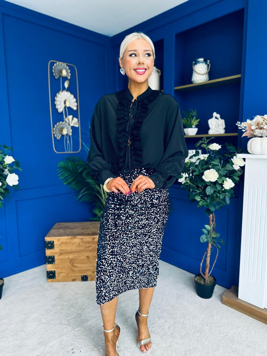 Laura Frill Detailed Blouse Black