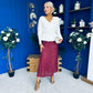 Jean Sequin Midi Skirt Wine