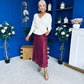 Jean Sequin Midi Skirt Wine