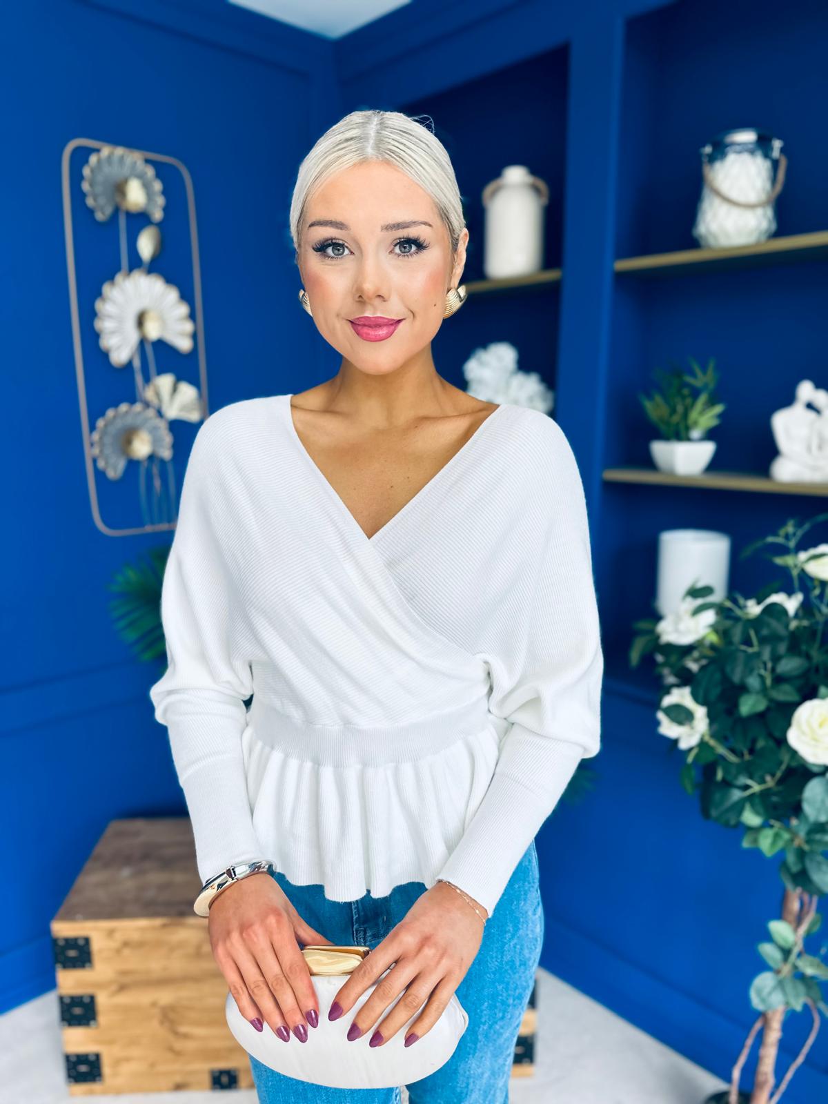 Jada Detailed Knit Jumper White
