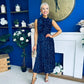 Parker Sequin Occasion Midi Dress Navy