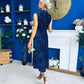 Parker Sequin Occasion Midi Dress Navy