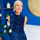 Parker Sequin Occasion Midi Dress Navy
