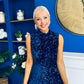 Parker Sequin Occasion Midi Dress Navy