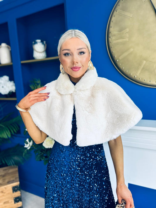 Janett Faux Fur Shawl Cream