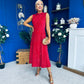 Parker Sequin Occasion Midi Dress Red