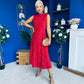 Parker Sequin Occasion Midi Dress Red