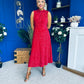 Parker Sequin Occasion Midi Dress Red