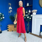 Parker Sequin Occasion Midi Dress Red