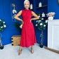 Parker Sequin Occasion Midi Dress Red