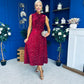 Parker Sequin Occasion Midi Dress Wine