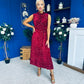 Parker Sequin Occasion Midi Dress Wine