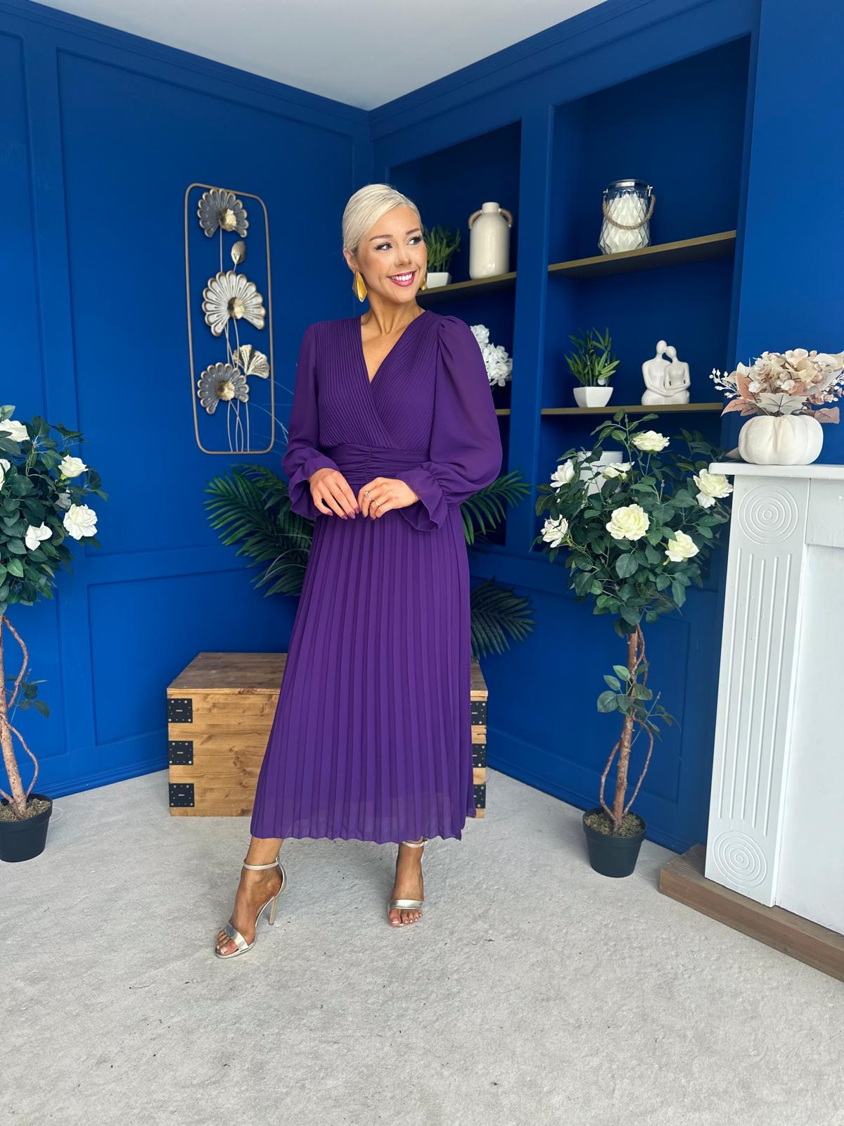Kendall Pleated Midi Dress Violet