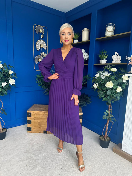 Kendall Pleated Midi Dress Violet