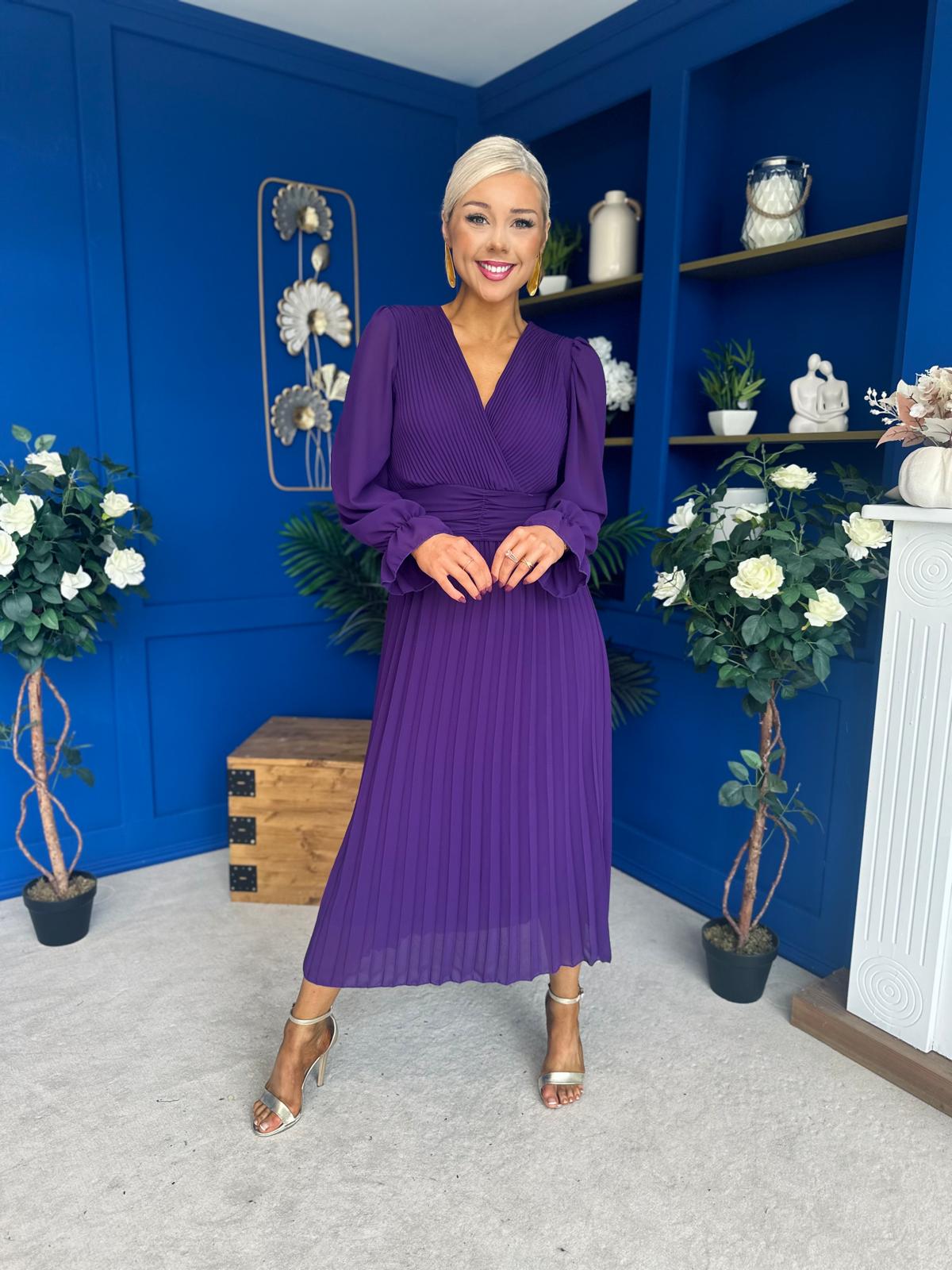 Kendall Pleated Midi Dress Violet