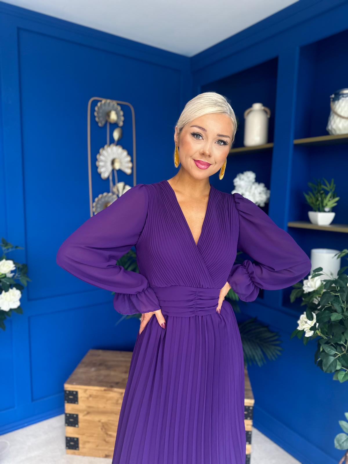 Kendall Pleated Midi Dress Violet