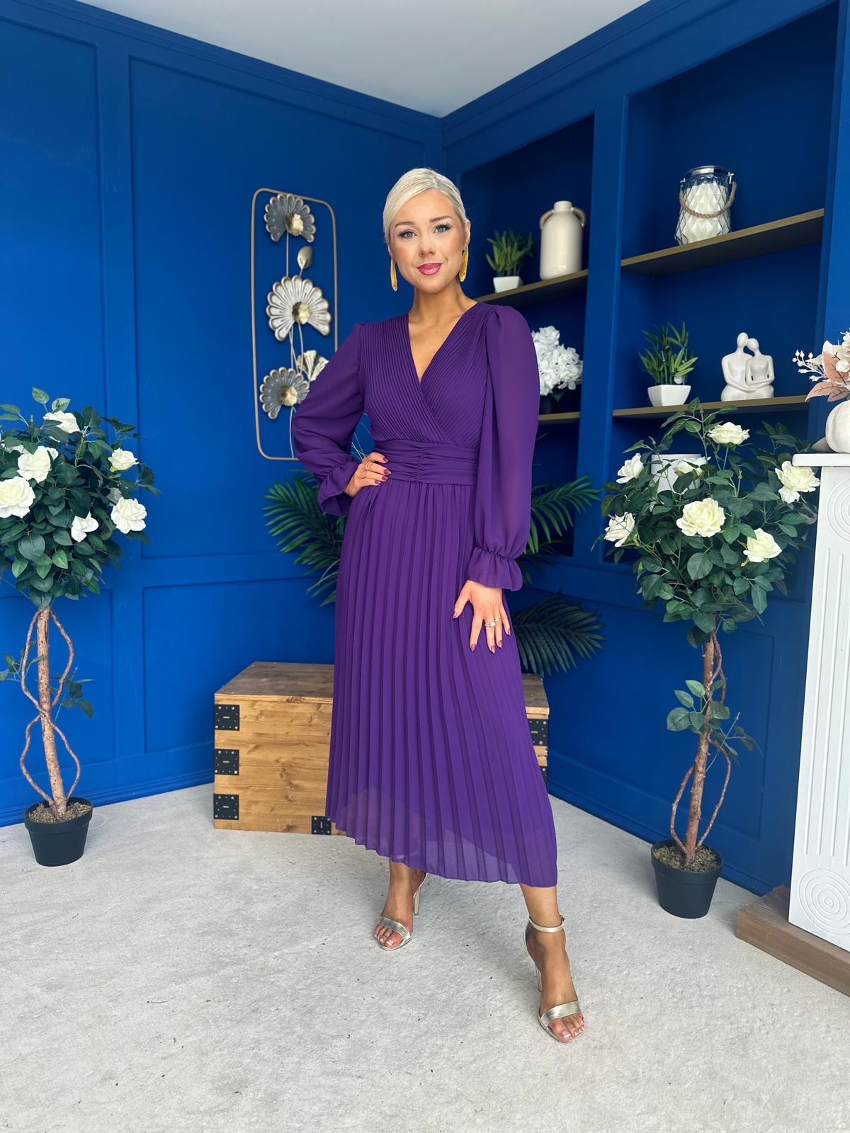 Kendall Pleated Midi Dress Violet