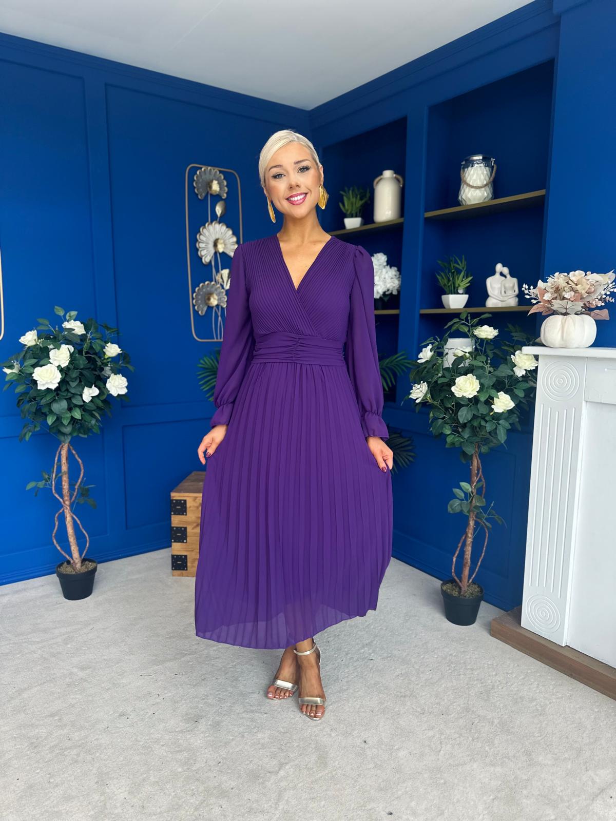 Kendall Pleated Midi Dress Violet