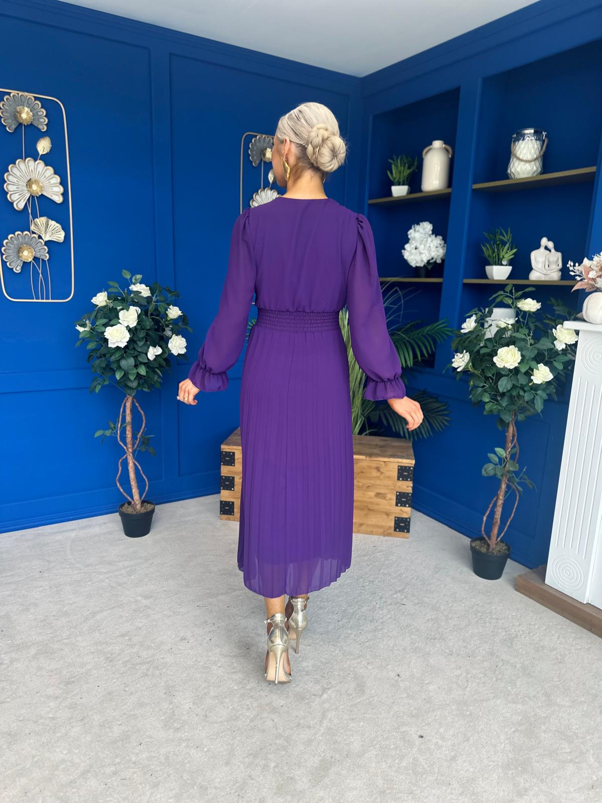 Kendall Pleated Midi Dress Violet