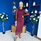 Sophia Gathered Shimmer Maxi Dress Wine