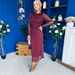 Sophia Gathered Shimmer Maxi Dress Wine