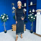 Sophia Gathered Shimmer Maxi Dress Black