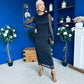 Sophia Gathered Shimmer Maxi Dress Black