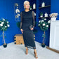 Sophia Gathered Shimmer Maxi Dress Black