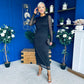 Sophia Gathered Shimmer Maxi Dress Black