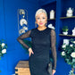 Sophia Gathered Shimmer Maxi Dress Black