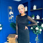 Sophia Gathered Shimmer Maxi Dress Black