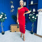 Nadia One Shoulder Velvet Occasion Dress Red